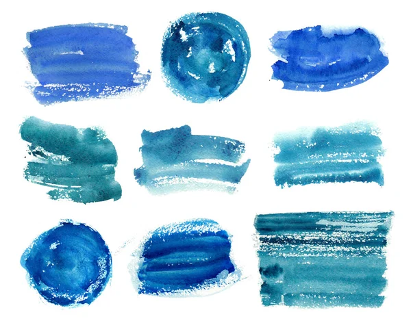 Kolekce tahů štětce abstraktní modré barvy — Stock fotografie