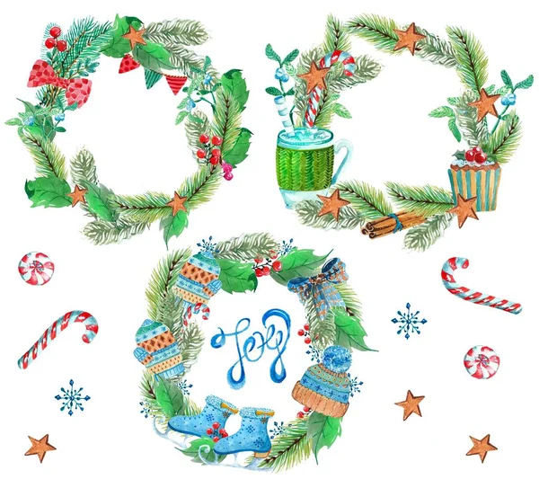 Christmas wreath collection — Stock Photo, Image