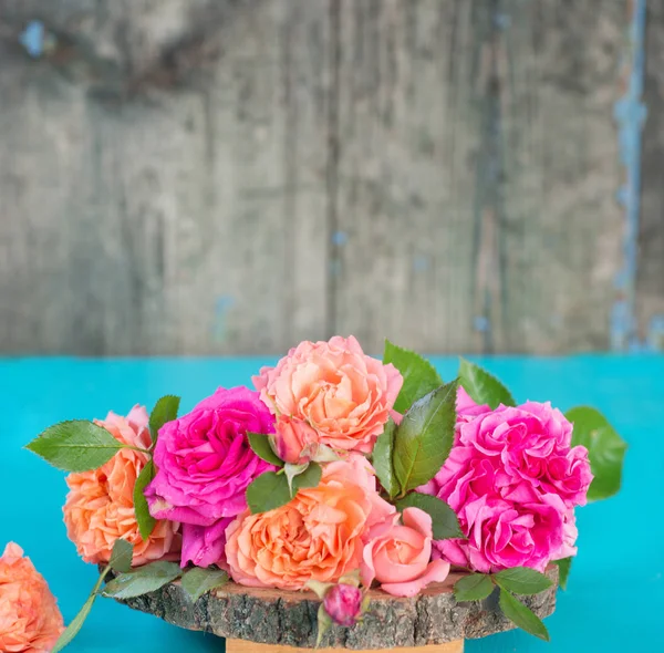 Rosas rosa e laranja frescas — Fotografia de Stock
