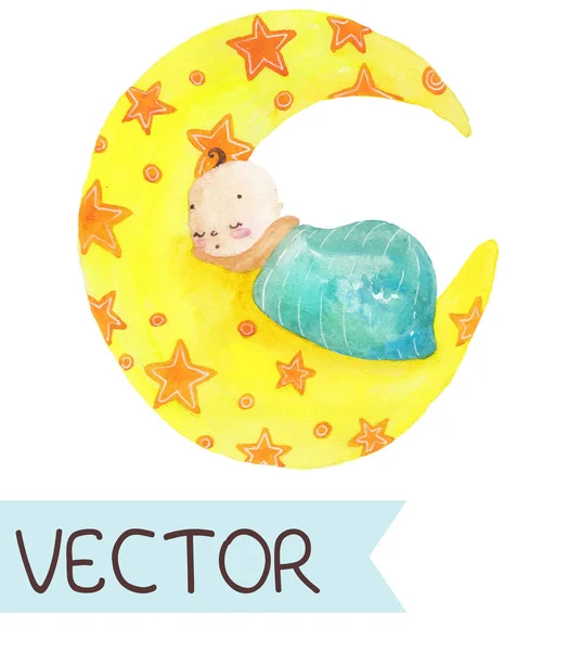 Rajzfilm aranyos alvó gyermek illusztrációja — Stock Vector