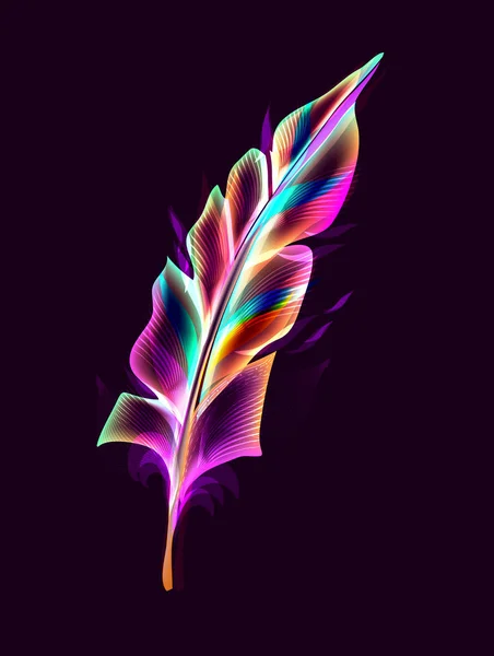 Pluma brillante sobre oscuro — Vector de stock