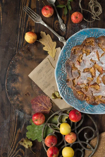 Pommes vives sauvages et gâteau aux pommes sucrées — Photo