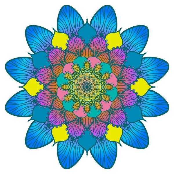 Cor da flor Mandala — Vetor de Stock
