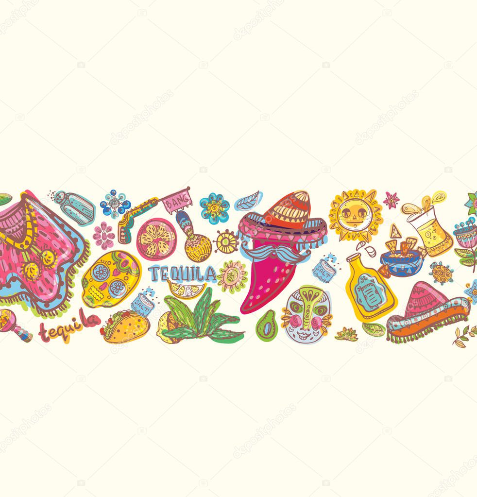 Mexico illustrations, colorful composition, Vector