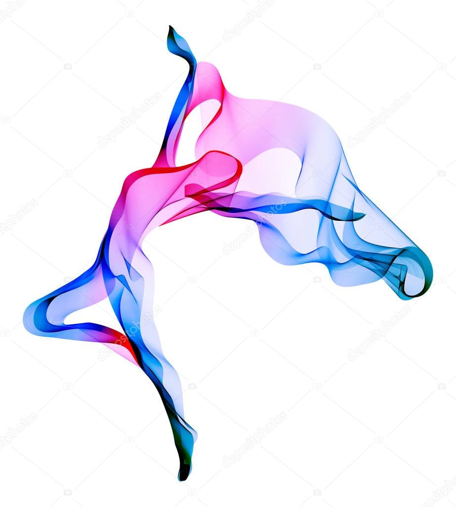 Abstract dancer, woman silhouette over white