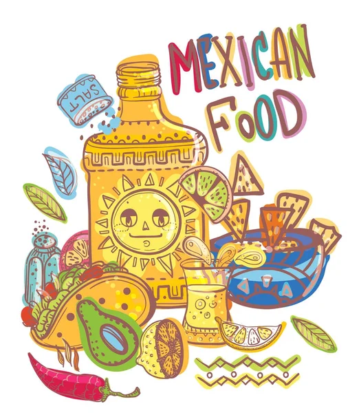 Mexico-Food illustraties collectie — Stockvector