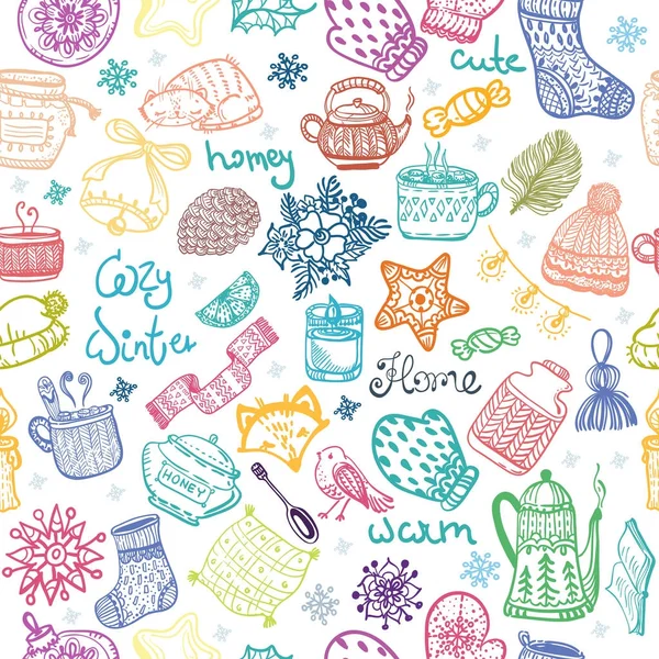 Set of Christmas doodles, pattern — Stock Vector