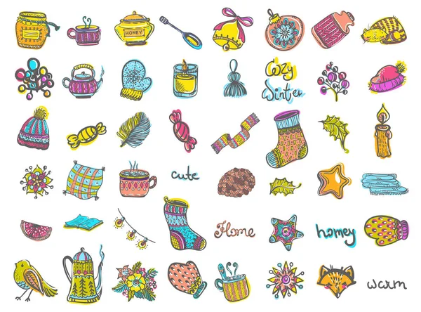 Christmas Doodle Icons Set Christmas Doodles — Stock Vector