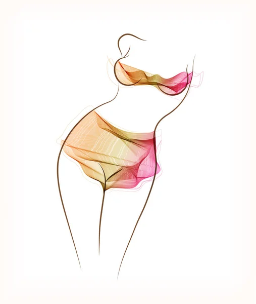 Corps de femme et sous-vêtements transparents colorés — Image vectorielle