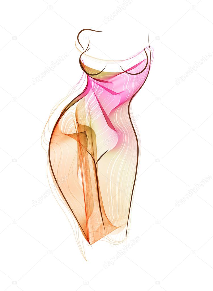 Woman body and colorful transparent underwear