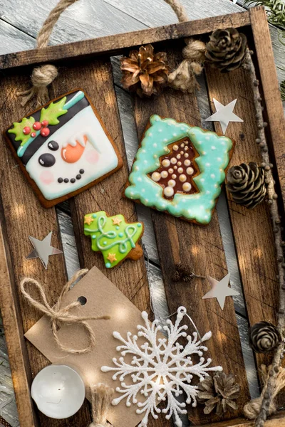 Piękne Tło Nowoczesnych Jedzenie Martwa Natura Karta Świąteczna Boże Narodzenie — Zdjęcie stockowe