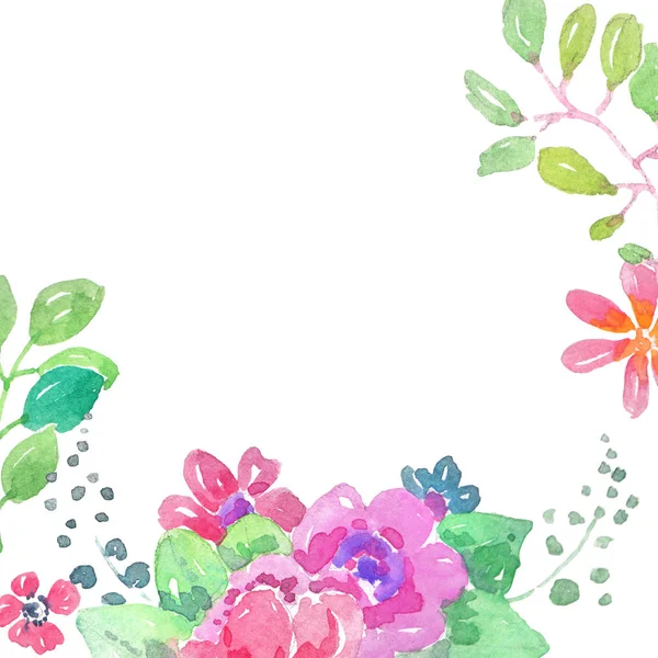 Akvarell színes virágok háttér — Stock Fotó