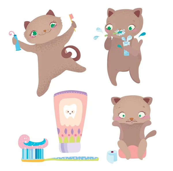 Cute cartoon cat morning routine Stock Vector Image by ©Vasilek #188548378