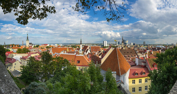 TALLINN - SEPTEMBER 10: Top view on buildings of Old Town on September 10, 2013, TALLINN, ESTONIA. Old Town is listed in the UNESCO World Heritage List