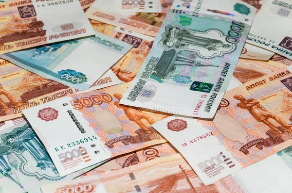 Rozproszone banknotów walucie Rubel — Zdjęcie stockowe