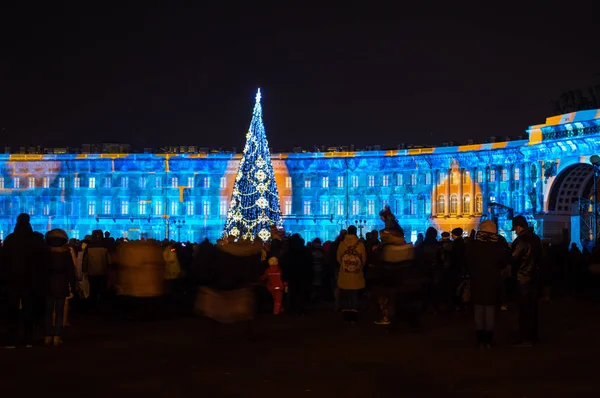 Light show on Palace square — Stock Photo, Image