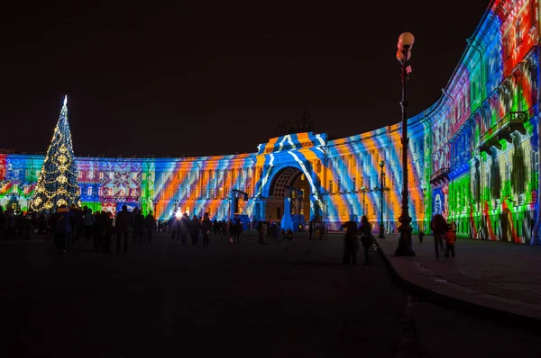 Light show on Palace square — Stock Photo, Image