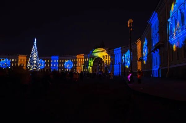 Lichtshow op Palace square — Stockfoto