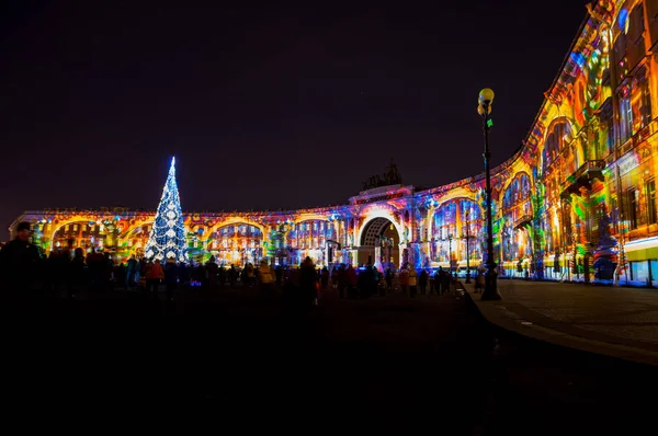 Lichtshow op Palace square — Stockfoto