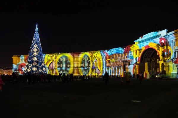 Světelná show na náměstí — Stock fotografie