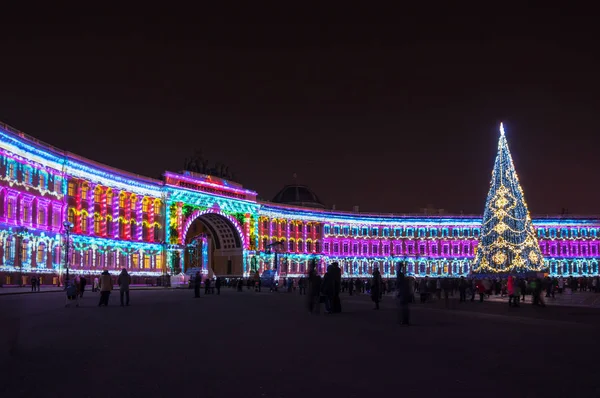 Light show on Palace square — Stock Photo, Image