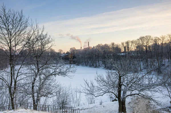 Winter park på sunset — Stockfoto