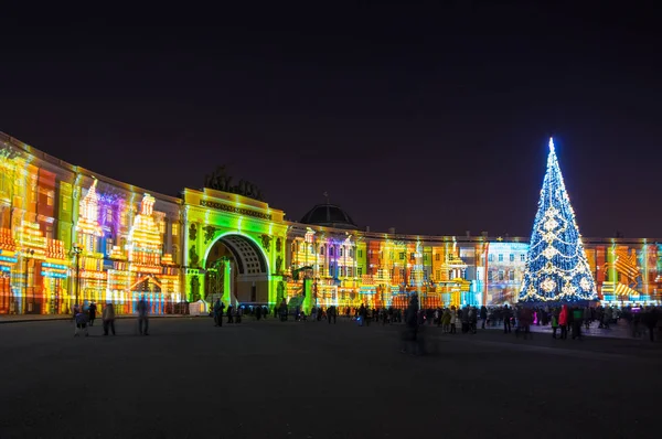 Light show on Palace square — Stock Photo, Image