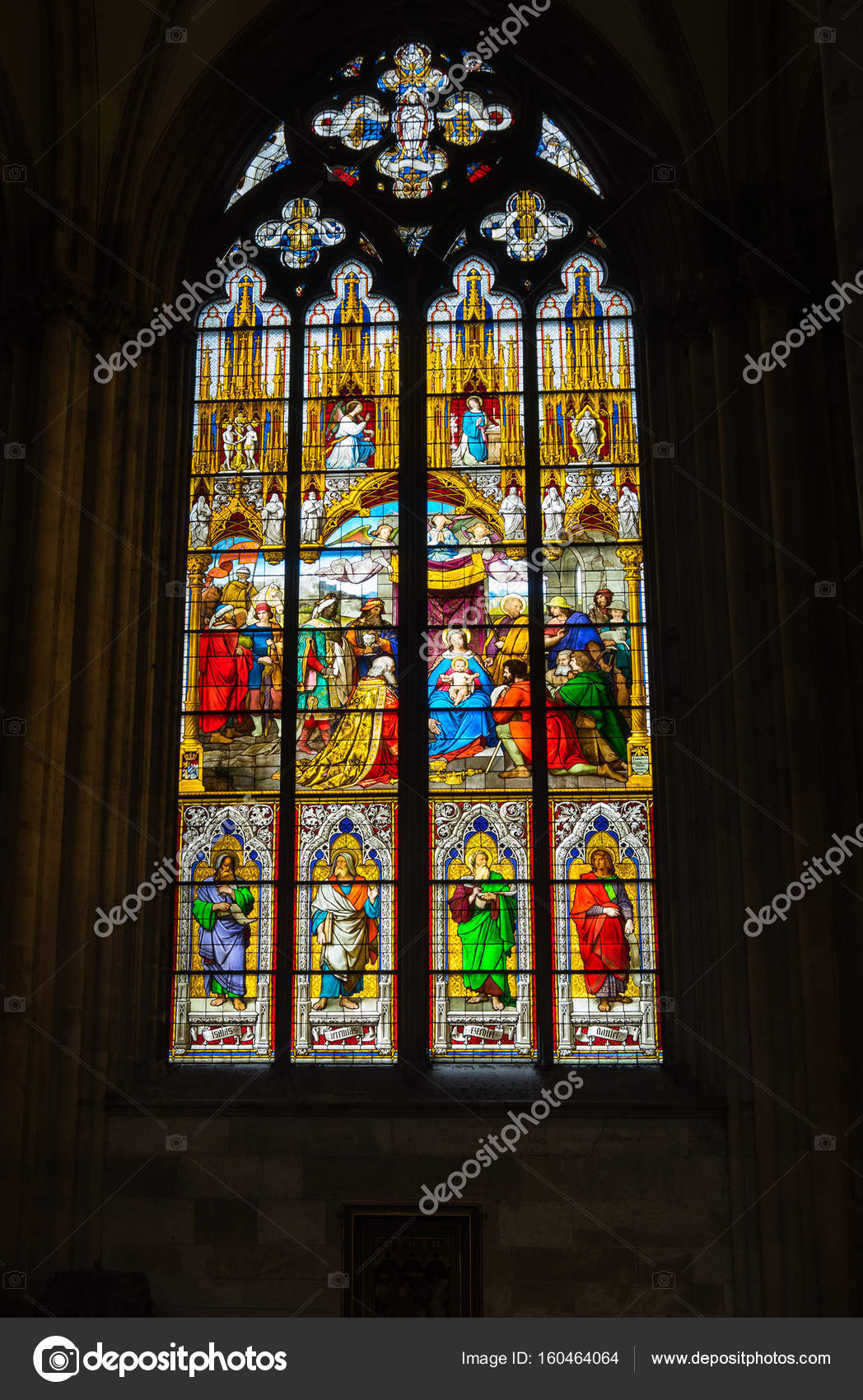 Stained Glass Window Of Cologne Cathedral Stock Editorial