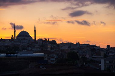 Sunset'teki Istanbul 'un görünümü