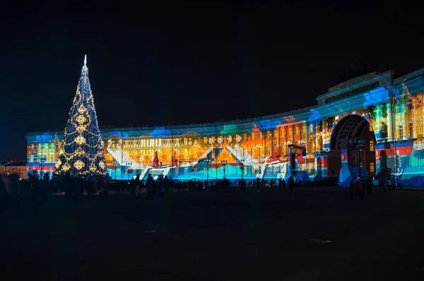 Light show on Palace square — Stock Photo, Image