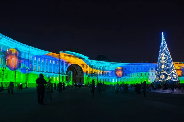 Light show on Palace square — Stock Photo, Image