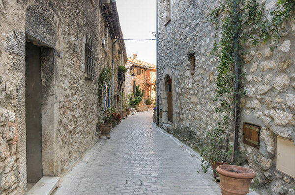 Street of Tourrettes-sur-Loup, a medieval village in the Alpes-Maritimes department in southeastern France