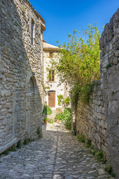 Street of town Oppede-le-Vieux in Provence, France
