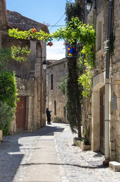 Aigueze의 중세 거리 — 스톡 사진