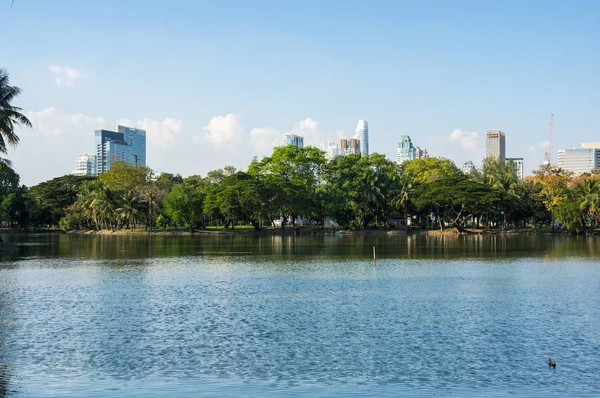 Pohled Jezero Lumpini Parku Centru Města Thajské Hlavní Město Bangkok — Stock fotografie