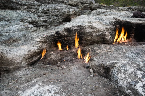 Flammen Des Chimäras Aus Dem Untergrund Cirali Türkei — Stockfoto