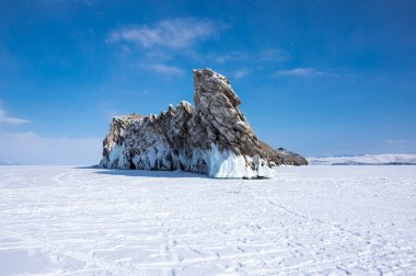 Kışın Deniz Baykal, en derin ve en büyük tatlı su Gölü yanında Güney Sibirya, Rusya'da bulunan güç dünyanın görünümü