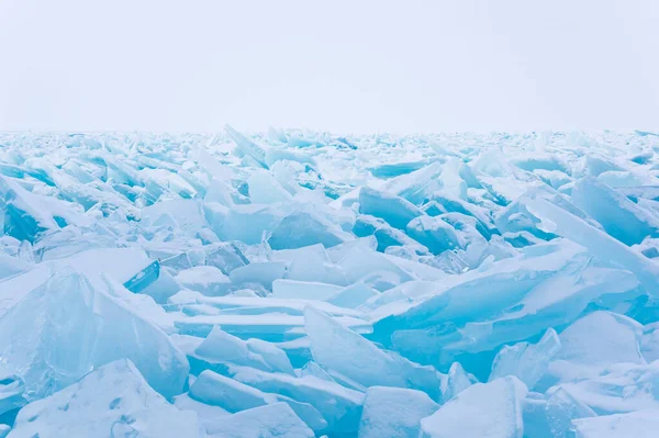 Vista Hummocks Gelo Lago Baikal Ilha Olkhon Sibéria Rússia — Fotografia de Stock