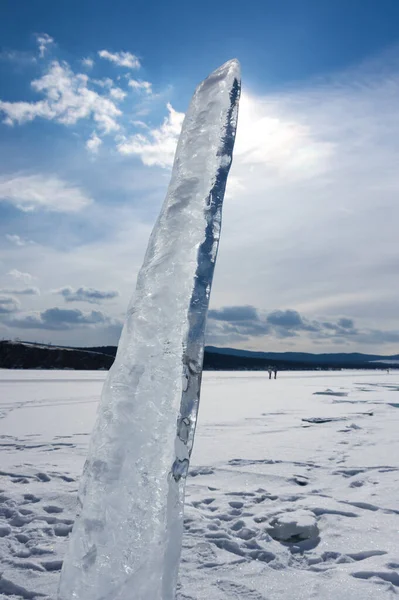 Vue Sur Lac Baïkal Hiver Profond Grand Lac Eau Douce — Photo