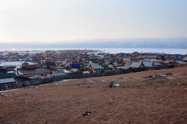 Villaggio Khuzhir Inverno Isola Olkhon Lago Baikal Siberia Russia — Foto Stock