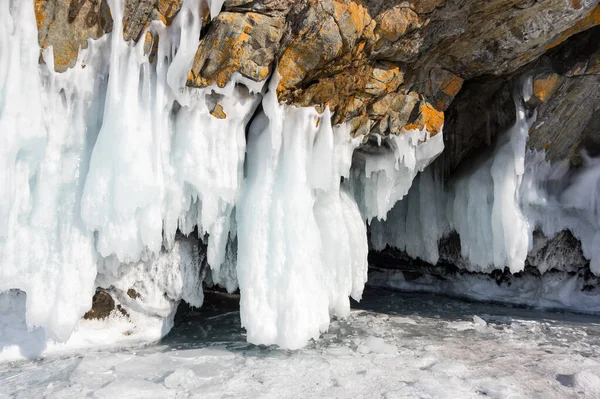 Côte Île Olkhon Sur Lac Baïkal Hiver Sibérie Russie — Photo