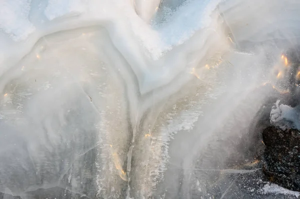 Buz Sarkıtları Görünümünü Üzerinde Deniz Baykal Sibirya Rusya Federasyonu — Stok fotoğraf