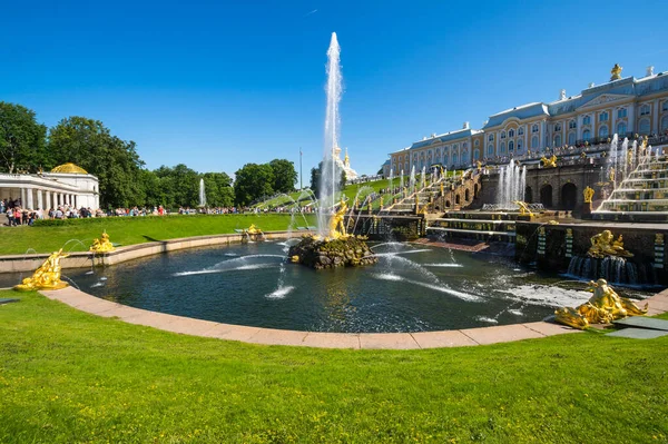 Saint Petersburg Rússia Julho 2017 Grande Palácio Peterhof Fontes Grande — Fotografia de Stock