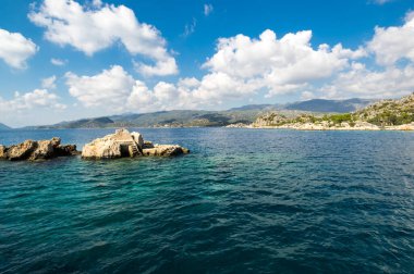 Türkiye 'nin Antalya ilinin Riviera ilçesinde Akdeniz kıyıları