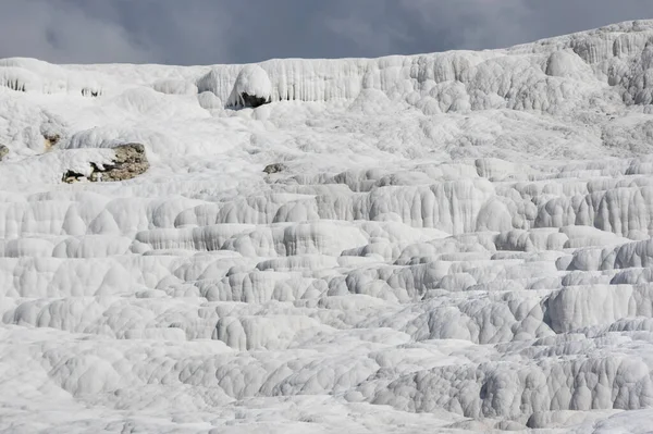 Thermal springs of Pamukkale with terraces and natural pools in Denizli in southwestern Turkey