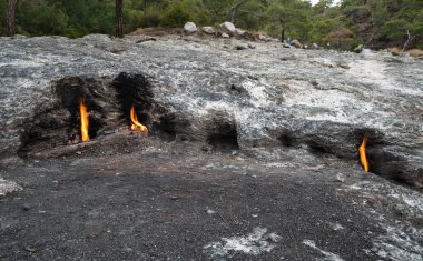 Yeraltından Chimaera Dağı 'nın alevleri, Cirali, Türkiye
