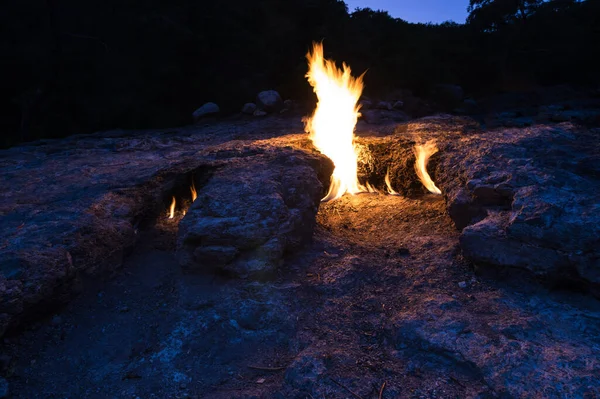 Flames of Mount Chimaera from the underground, Cirali, Turkey