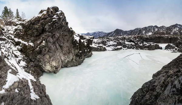 View River Katun Altay Mountains Winter Siberia Russia — Stock Photo, Image