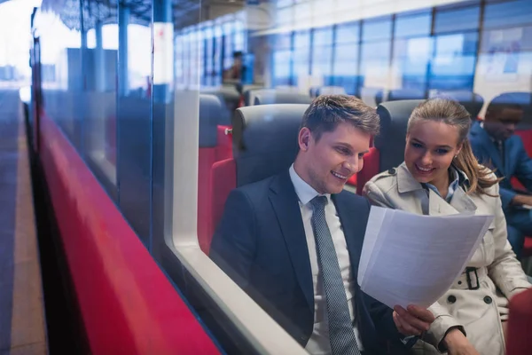 Working people in a train — Stock Photo, Image