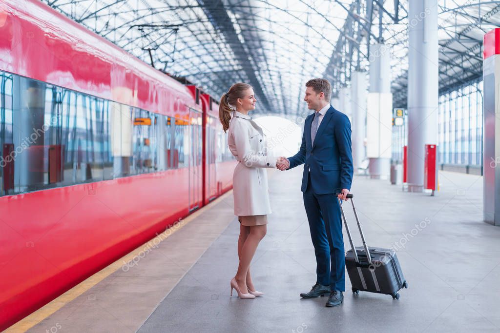 Business people at station